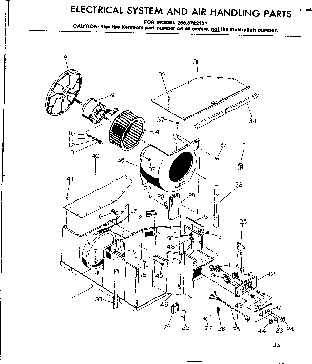 Kenmore 2538722131 electrical system & air handling parts diagram