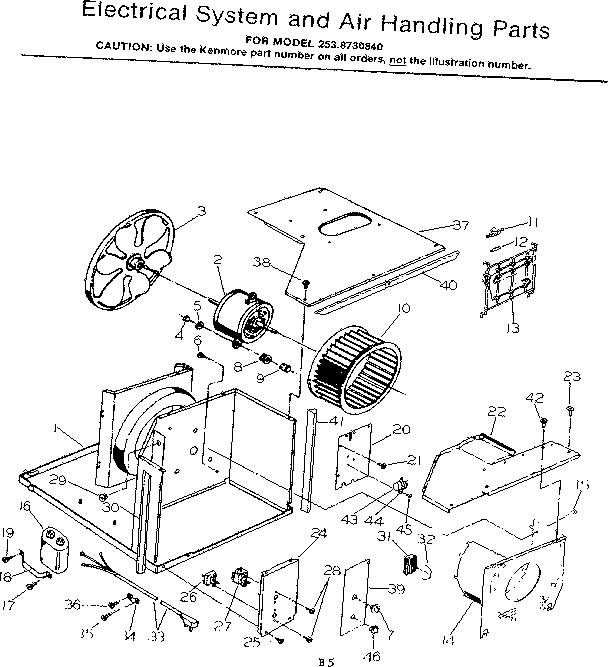 Kenmore 2538730840 electrical system & air handling parts diagram