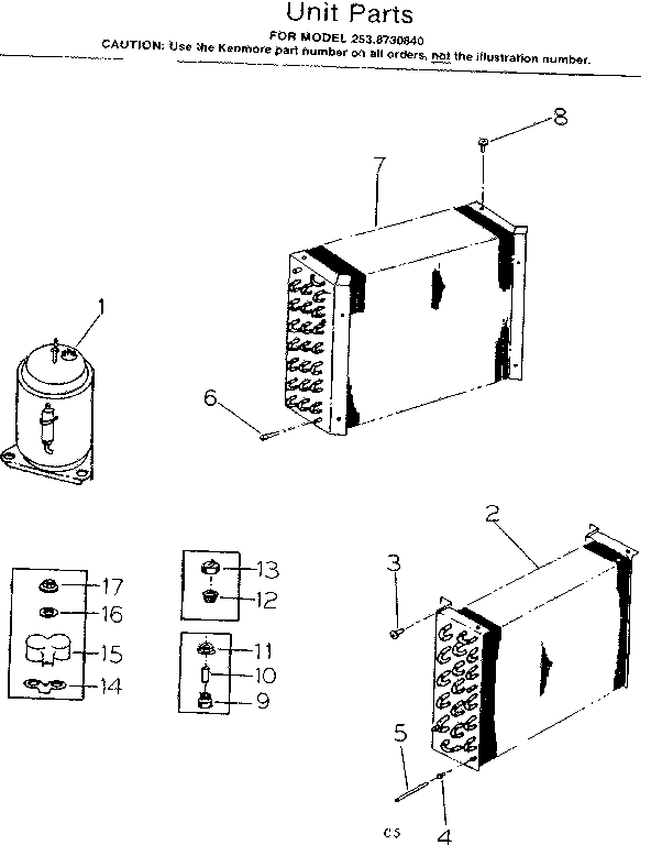 Kenmore 2538730840 unit parts diagram