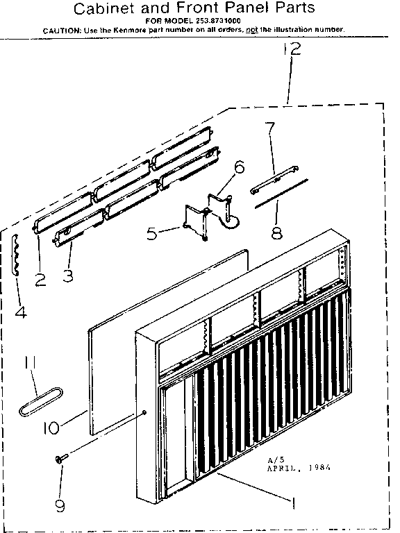 Kenmore 2538731000 cabinet and front panel parts diagram