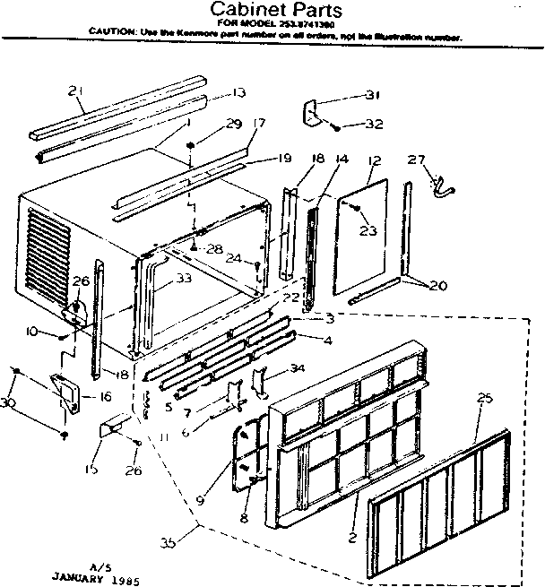 Kenmore 2538741390 cabinet parts diagram