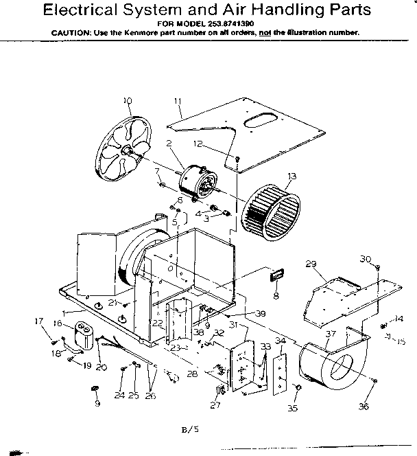 Kenmore 2538741390 electrical system & air handling parts diagram
