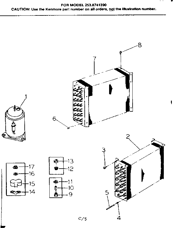 Kenmore 2538741390 unit parts diagram