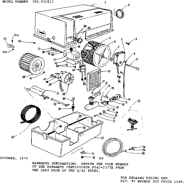 Kenmore 303931511 replacement parts diagram