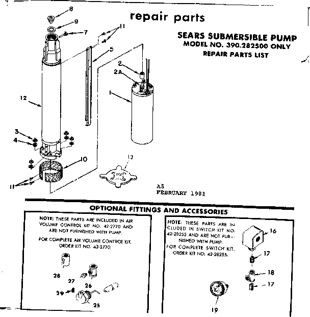 Craftsman 390282500 replacement parts/282500 only diagram