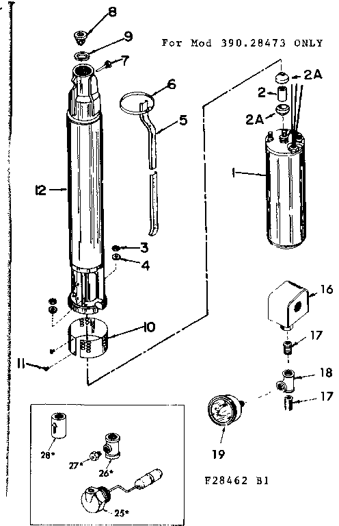 Craftsman 39028481 replacement parts/ 28473 only diagram