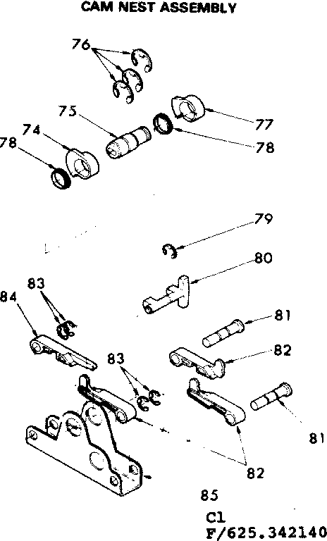 Kenmore 625342140 cam nest assembly diagram