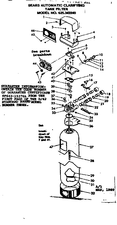 Kenmore 625342240 unit parts diagram
