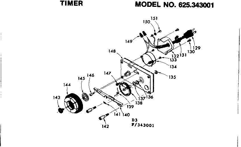Kenmore 625343001 timer diagram