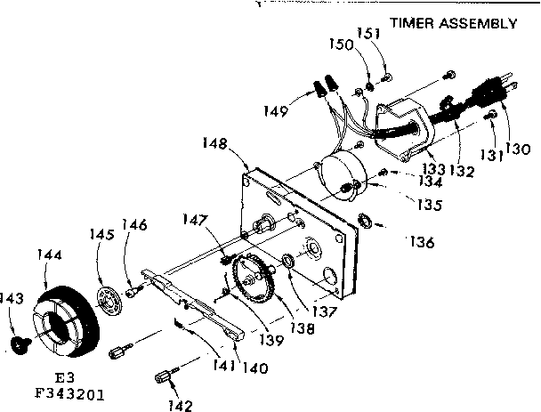 Kenmore 625343201 timer assembly diagram