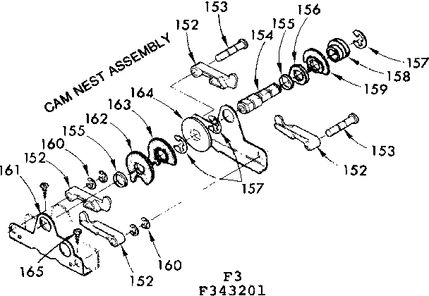 Kenmore 625343201 cam nest assembly diagram
