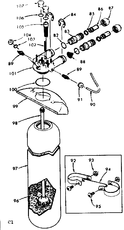 Kenmore 625348701 resin tank valve adaptor and connecting parts diagram