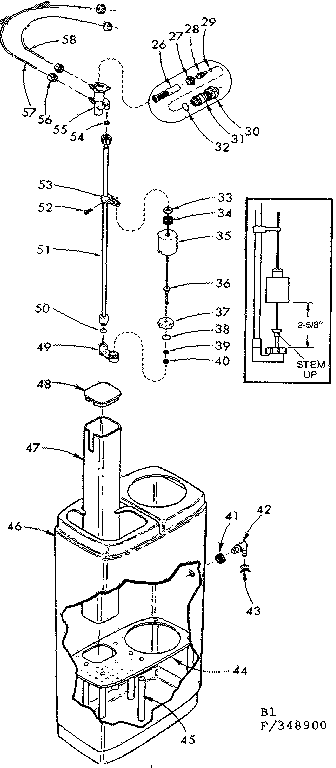Kenmore 625348900 salt storage tank brine valve noz & venturi assm diagram
