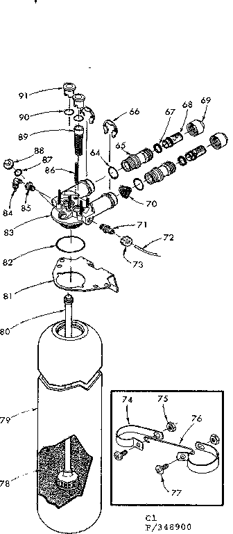 Kenmore 625348900 resin tank valve adaptr & connecting parts diagram