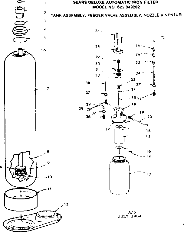 Kenmore 625349202 tank assembly diagram