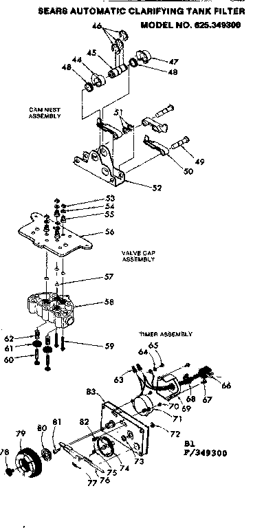 Kenmore 625349300 cam nest/valve and timer assembly diagram