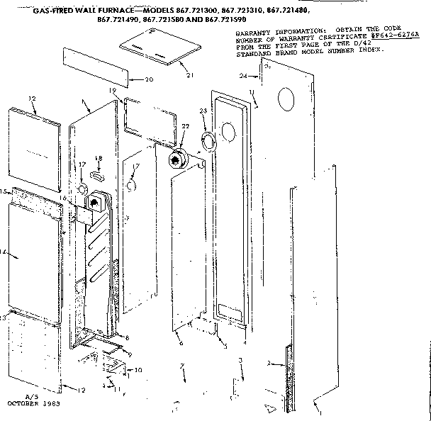 Kenmore 867721580 furnace body diagram