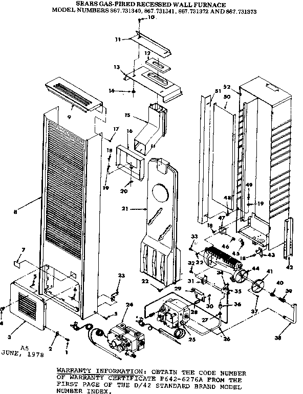 Kenmore 867731340 unit parts diagram