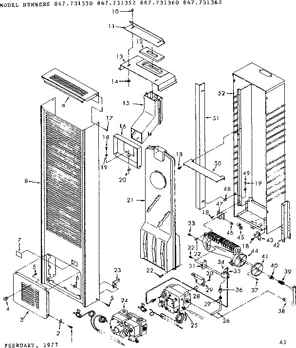 Kenmore 867731352 unit parts diagram