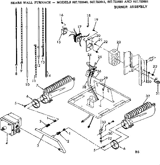 Kenmore 867733641 burner assembly diagram