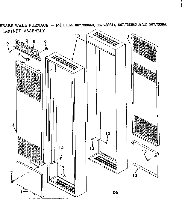 Kenmore 867733641 cabinet assembly diagram