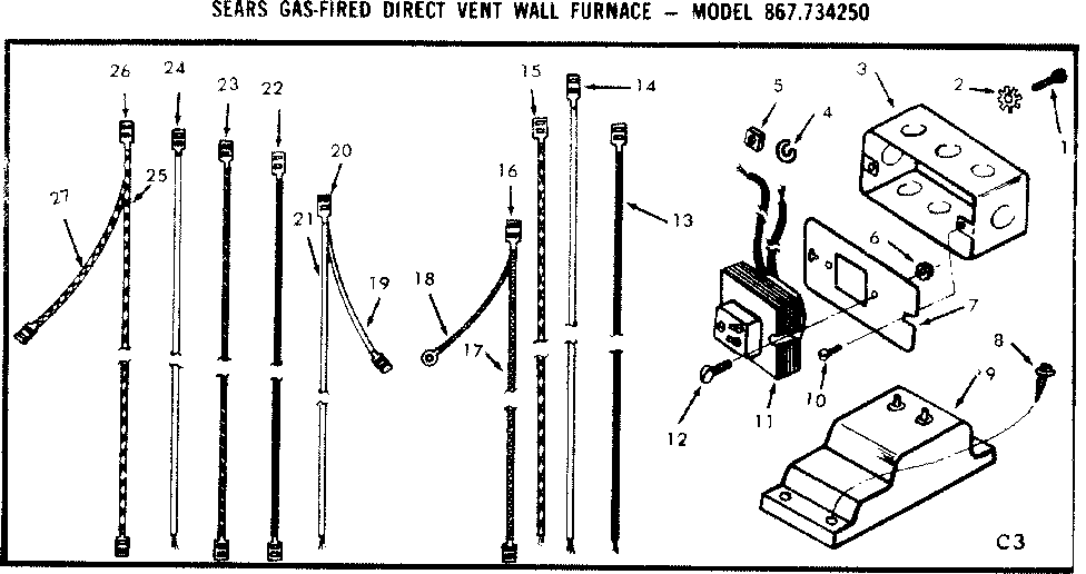 Kenmore 867734250 control box and wire harness diagram