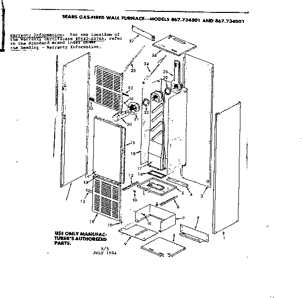 Kenmore 867734301 non-functional replacement parts diagram
