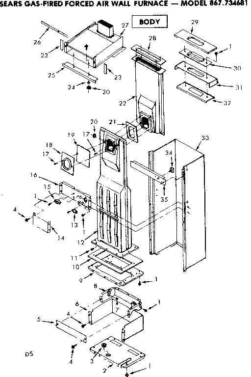 Kenmore 867734681 functional replacement parts diagram
