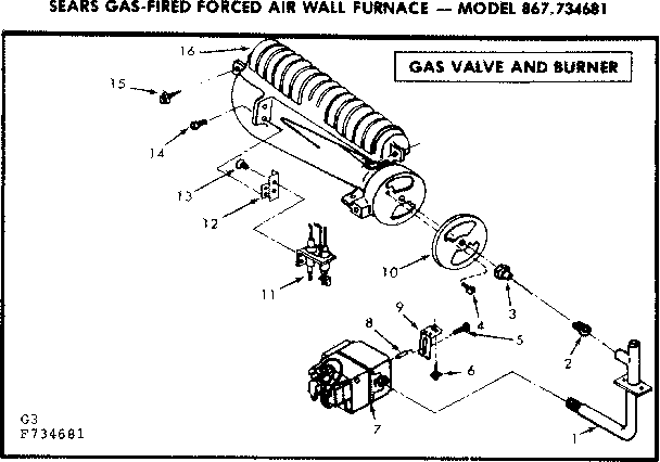 Kenmore 867734681 gas burners and manifold diagram
