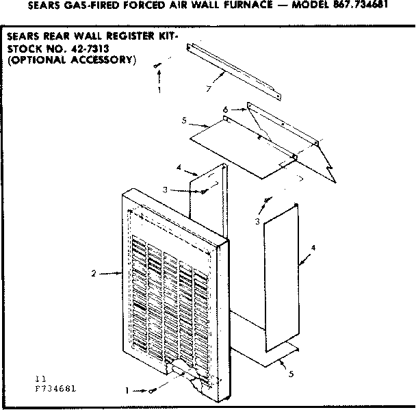 Kenmore 867734681 optional accessory panel diagram