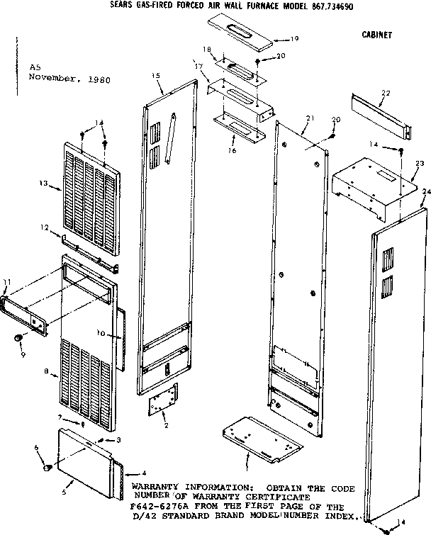 Kenmore 867734690 cabinet diagram