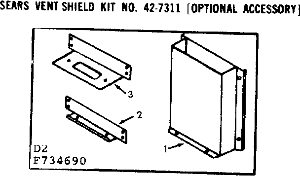 Kenmore 867734690 vent shield kit no. 42-7311 diagram