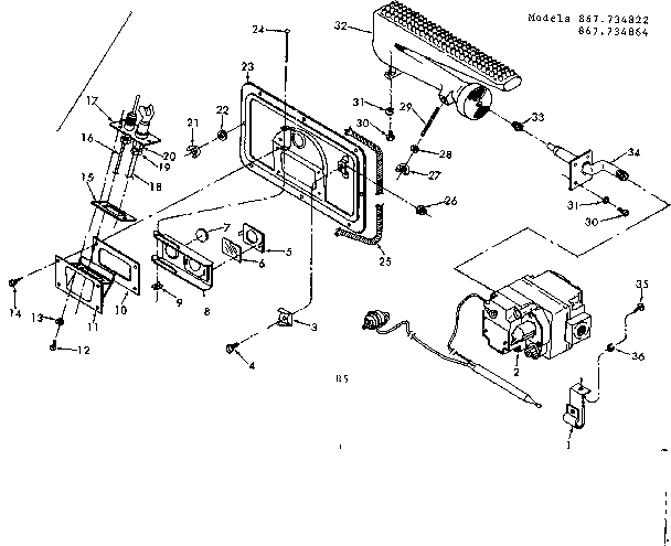 Kenmore 867734822 gas burners and manifold diagram