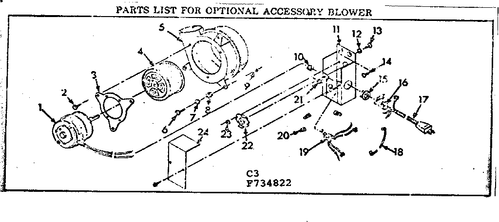 Kenmore 867734822 optional accessory blower diagram