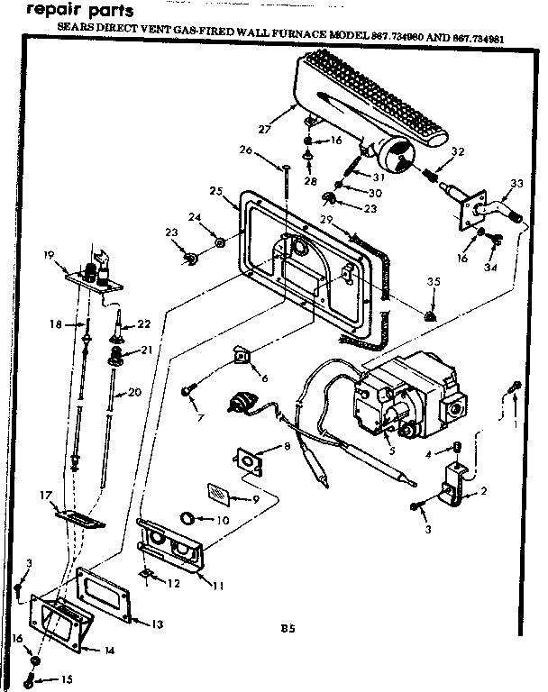 Kenmore 867734980 gas burners and manifold diagram