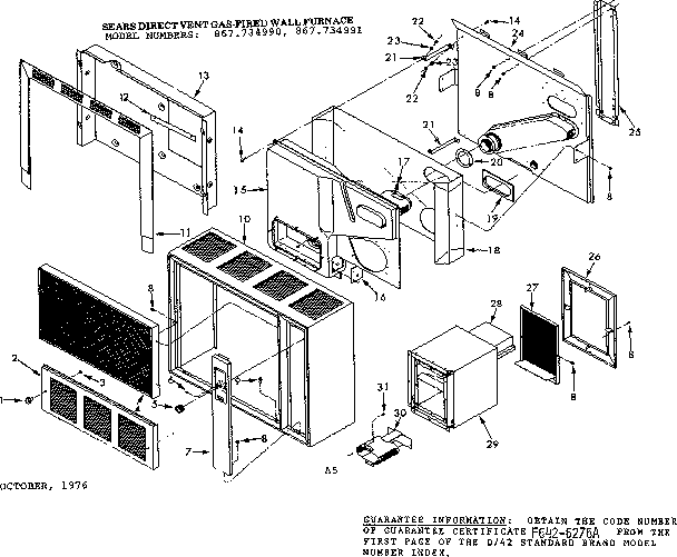 Kenmore 867734991 cabinet diagram