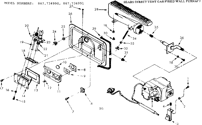 Kenmore 867734991 gas burners and manifold diagram