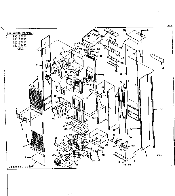 Kenmore 867736321 functional replacement parts diagram