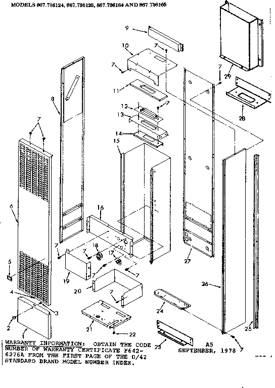 Kenmore 867736164 cabinet diagram