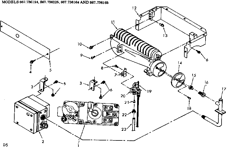 Kenmore 867736164 gas burners and manifold diagram