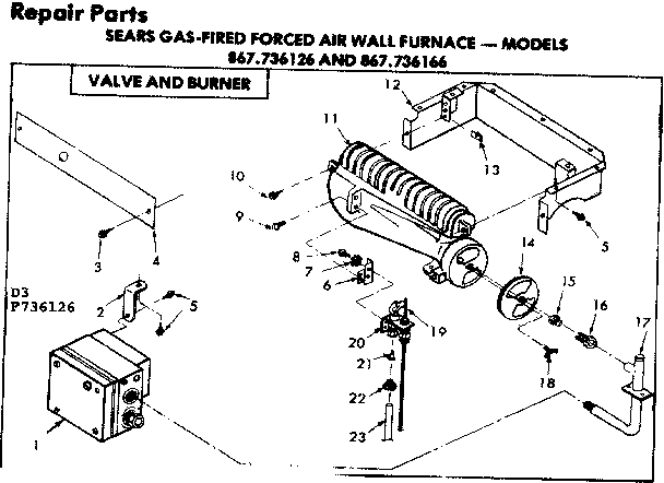 Kenmore 867736166 valve and burner diagram