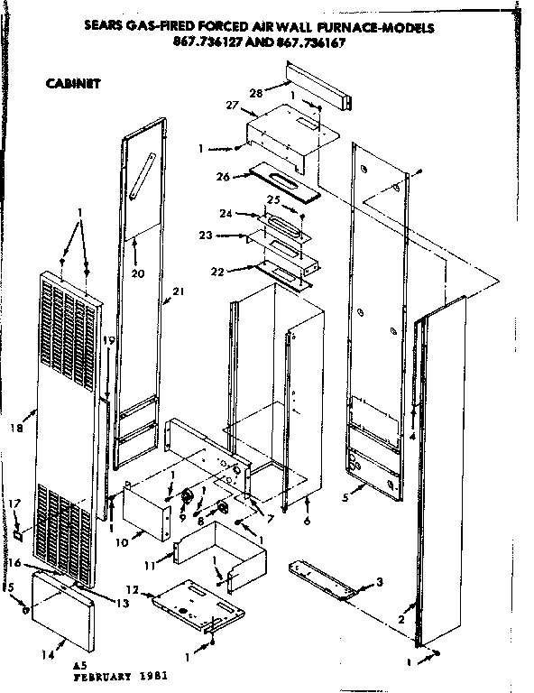Kenmore 867736167 cabinet diagram