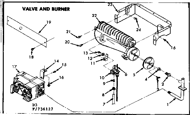 Kenmore 867736167 valve and burner diagram