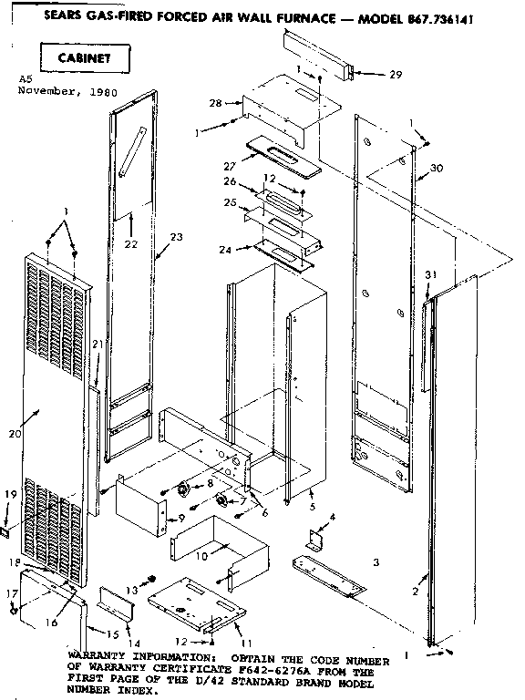 Kenmore 867736141 cabinet diagram