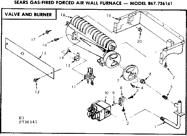 Kenmore 867736141 valve and burner diagram