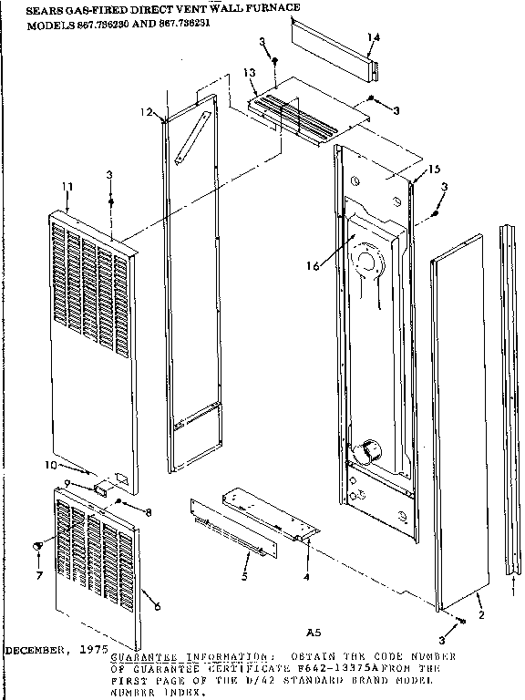 Kenmore 867736230 non-functional replacement parts diagram