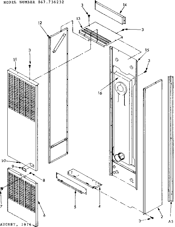 Kenmore 867736232 non-functional replacement parts diagram