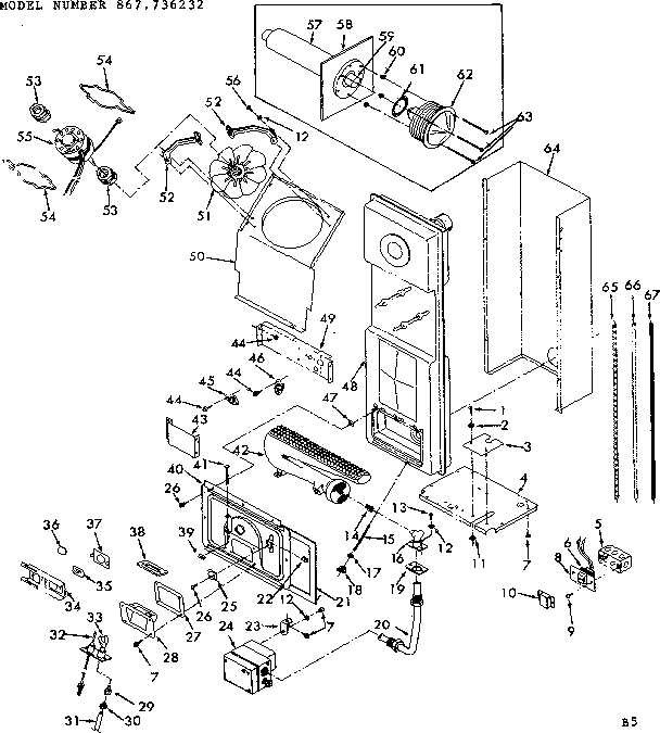 Kenmore 867736232 functional replacement parts diagram