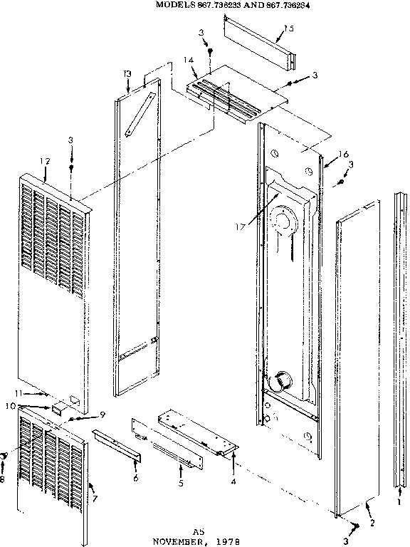 Kenmore 867736233 non-functional replacement parts diagram