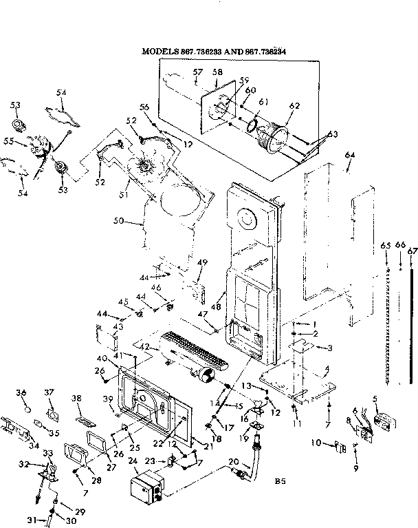 Kenmore 867736233 functional replacement parts diagram